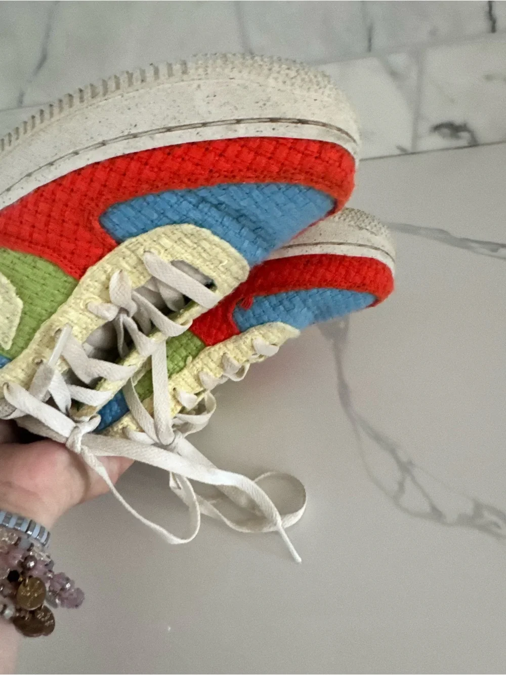 Nike Kids Multicolor Woven Low-Top Sneakers — Red, Blue, Green, Cream